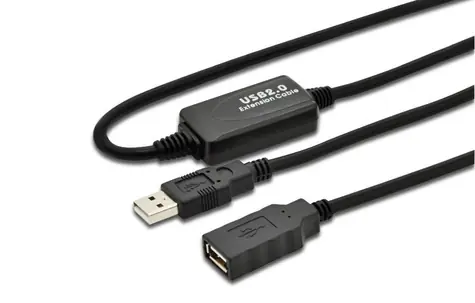 MicroConnect kábel s posilňovačom signálu USB2.0 A (M) - USB2.0 A (F) 5m čierna / 480Mbit/s