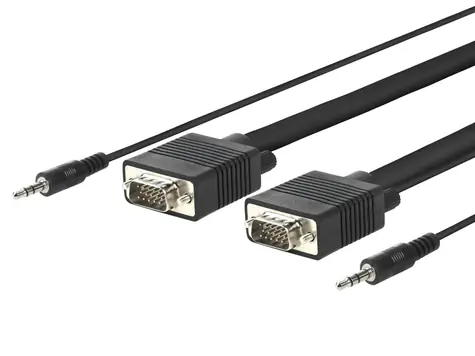 MicroConnect Kábel Full HD SVGA HD15 s Jack konektormi 3M čierna / Full HD (1920x1080) @ 60Hz / 3.5mm Jack