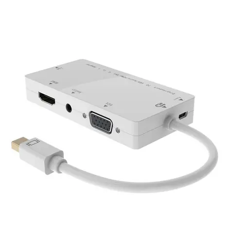 MicroConnect Adapter Mini DisplayPort 1.2 (M) - DVI-I/HDMI/VGA/Jack biela