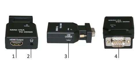 MicroConnect Converter mini VGA (M) - HDMI (F) s mini jackom a USB nabíjaním čierna