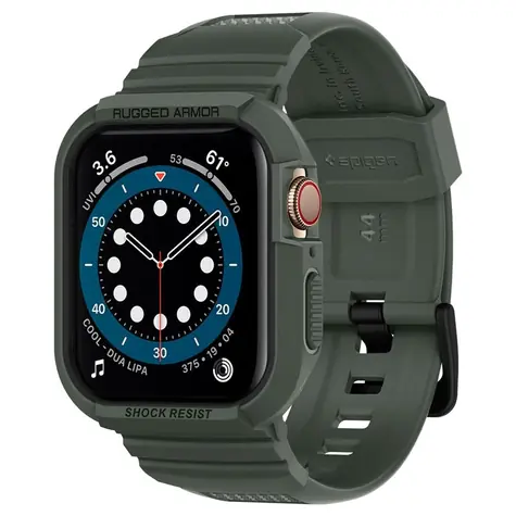 Spigen Rugged Armor Pre kryt pre Apple Watch Series 45mm &amp; 44mm zelená