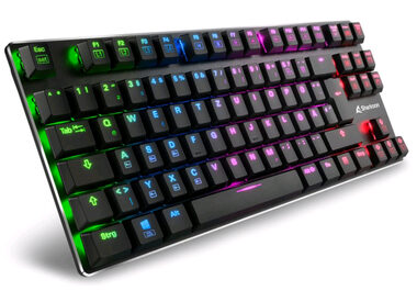 Sharkoon PureWriter TKL čierna / nízkoprofilová herná klávesnica / mechanická / drôtová / RGB / Kailh Blue spínač / US