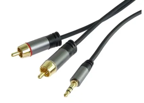 PremiumCord HQ tienený kábel stereo Jack 3.5mm-2xCINCH samec-samec 3m