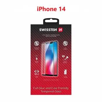 SWISSTEN FULL GLUE COLOR FRAME CASE FRIENDLY sklo pre Apple iPhone 14 čierna