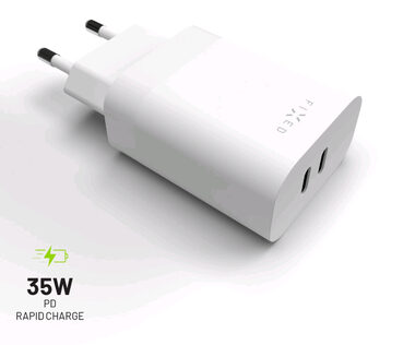 FIXED Sieťová nabíjačka s 2x USB-C výstupom a podpora PD biela / 35W