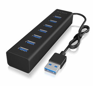 Icy Box IB-HUB1700-U3 čierna / USB rozbočovač / 7x USB 3.0 A