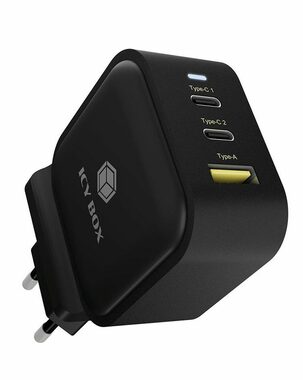 Icy Box IB-PS103-PD čierna / USB nabíjačka / 1x USB-A / 2x USB-C
