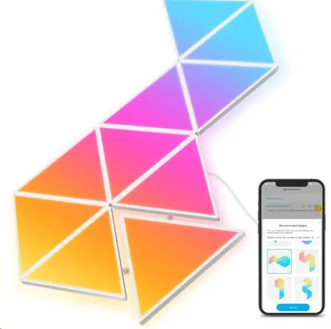 Govee Glide Triangle biela 10 ks / dekoratívne LED osvetlenie / Wi-Fi / RGBIC