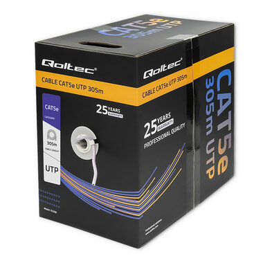 Qoltec 50358 UTP kábel 305m šedá / Cat5E / PVC