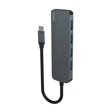 SAVIO AK-54 sivá / USB-C rozbočovač / 4x USB 3.1 A