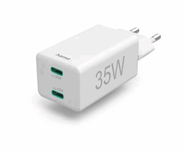 HAMA USB nabíjačka 35W biela / 2x USB-C / PD/QC