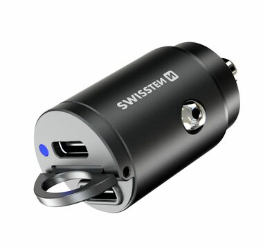 SWISSTEN adaptér do auta 2x USB-C čierna / 45W / PD