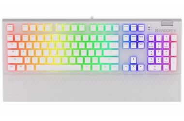 Endorfy Omnis Pudding Onyx White Red biela / Herná klávesnica / mechanická / Kailh Red / RGB / US layout / 1.8m