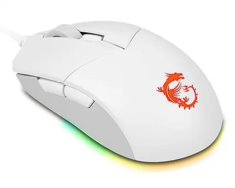 MSI Clutch GM11 biela / Herná optická myš / 5000 DPI / 6 tlačidiel / USB / RGB