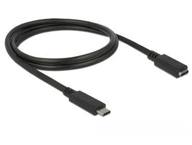 DeLock Predlžovací kábel SuperSpeed USB (USB 3.1 Gen 1) USB Type-C (M) - Port (F) 1.0m čierna / 3 A 