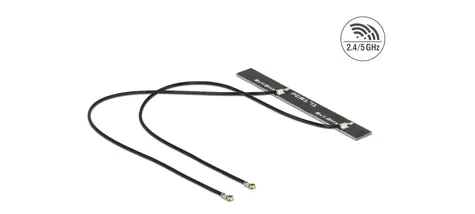 DeLock Dvojpásmová WLAN WiFi 6 Twin Anténa 2 x MHF 4L (M) 5 dBi 2 x 15 cm / PCB interná samolepiaca