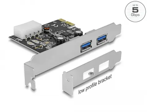 DeLock PCI Express Karta - 2 x externý SuperSpeed USB / 5 Gbps / USB 3.2 Gen 1 Typ-A (F)