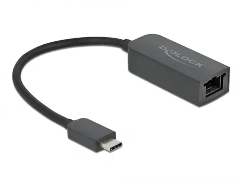 DeLock Adaptér USB Type-C (M) - 2.5 Gigabit LAN kompaktný 0.16m čierna
