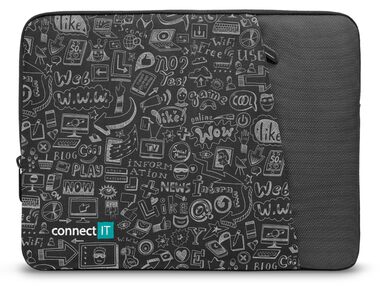 CONNECT IT CFF-7013-DD Doodle čierna / púzdro pre notebook 13.3&quot;