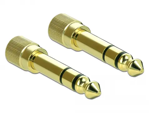 Delock Adaptér stereofónna zástrčka 6.35mm na stereofónnu zásuvku 3.5mm 3-kolíkový kovový skrutkovací 2 ks
