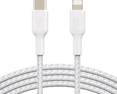 BELKIN CAA004bt1MWH kábel opletený USB-C na Lighting biela / 1 m