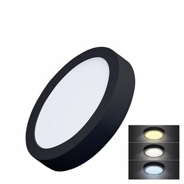 Solight WD170-B LED mini panel CCT / prisadený / 12W / 900lm / 3000K / 4000K / 6000K / okrúhly / čierna farba