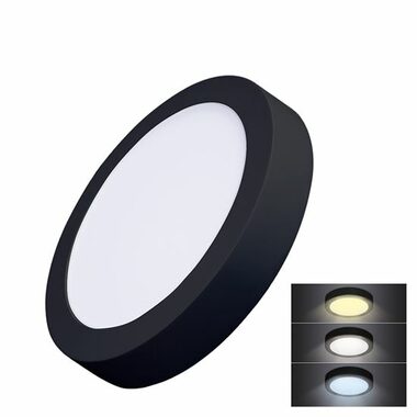 Solight WD172-B LED mini panel CCT / prisadený / 18W / 1530lm / 3000K / 4000K / 6000K / okrúhly / čierna farba