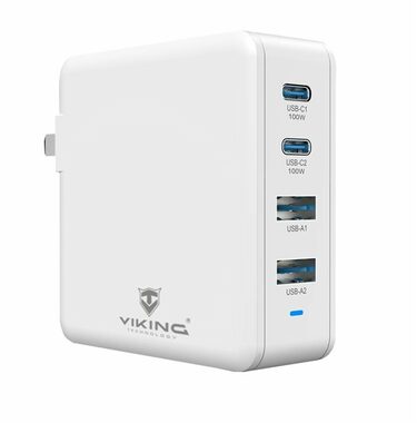 Viking nabíjačka USB GaN biela / 100W / podpora PD3.0 a QC4+ / 4 USB porty