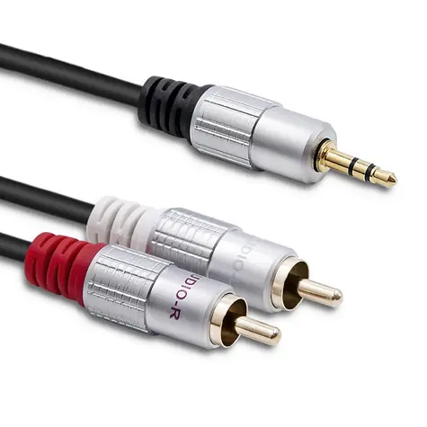 Qoltec 52340 Kábel 2xRCA Mini - Jack 3.5mm (M) 2m čierna