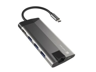 Natec Fowler Plus / Multiportový adaptér / 4K HDMI / 3 x USB 3.0 / 1x USB-C / RJ-45 / čítačka kariet