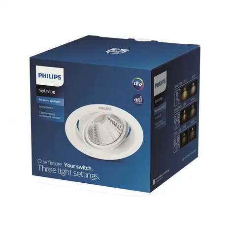 Philips Pomeron podhľadové LED svietidlo 1x5W / 350lm / 4000K / krokovo / stmievateľné / IP20 / biele