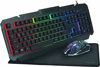LogiLink ID0185 čierna / Herný set klávesnice a myši / RGB / DE