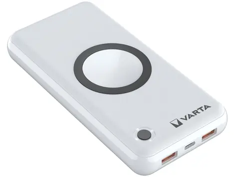 VARTA 57909 20000 mAh biela / Bezdrôtová powerbanka / Qi / 2x USB-A / 1x USB-C
