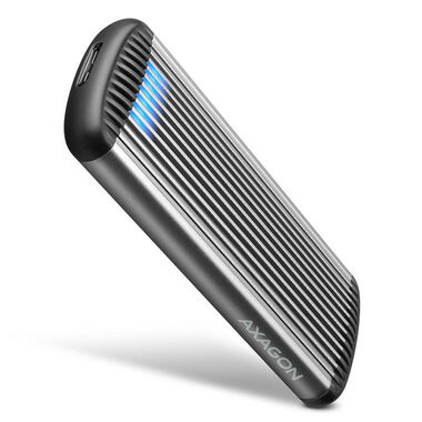 Axagon EEM2-SA, USB micro-B 3.2 Gen 1 - M.2 SATA SSD kovový RIBBED box, bezskrutkový