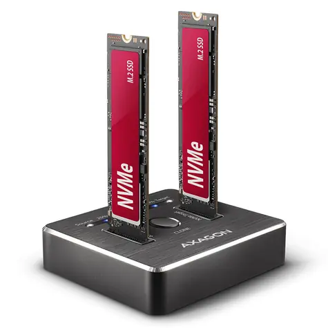 Axagon ADSA-M2C, USB-C 10Gbps - 2x M.2 NVMe SSD CLONE MASTER dokovacia stanica