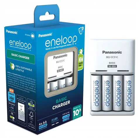 Panasonic BQ-CC51 Eneloop Basic nabíjačka + 4X AA 2000 mAh / Ni-MH / 4ks