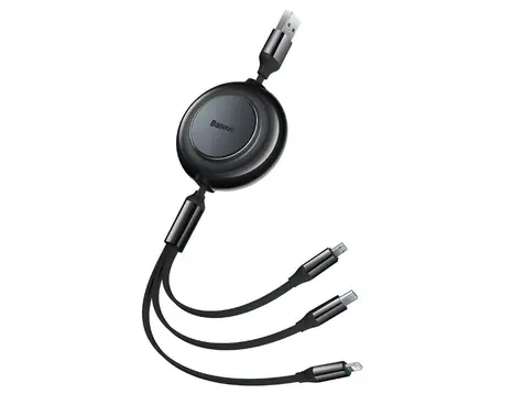 Baseus CAMJ010001 Kábel USB-A (M) - Micro USB (M) &amp; Lightning (M) &amp; USB-C (M) 1.1 m čierna