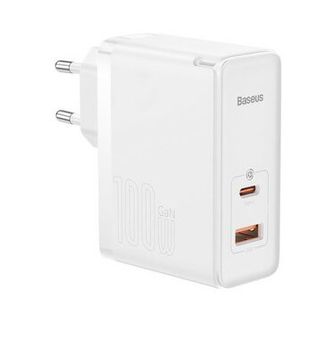 Baseus CCGP090202 GaN5 Pre Rýchlonabíjací adaptér biela / USB-C / USB-A / 100W / Kábel USB-C (M) - USB-C (M) 1 m 
