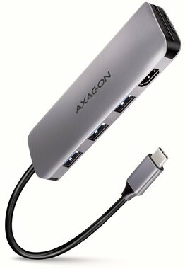 Axagon HMC-HCR3A, USB 5Gbps húb, porty 3x USB-A, HDMI 4k/30Hz, SD/mSD, kábel USB-C 20cm