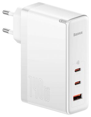 Baseus CCGP100202 GaN5 Pro Rýchlonabíjací adaptér biela / 2x USB-C / USB-A / 140W