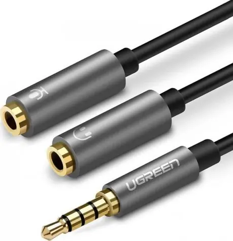 Ugreen Adaptér pre slúchadlá 3.5mm jack (M) - 2x 3.5mm jack (F) sivá