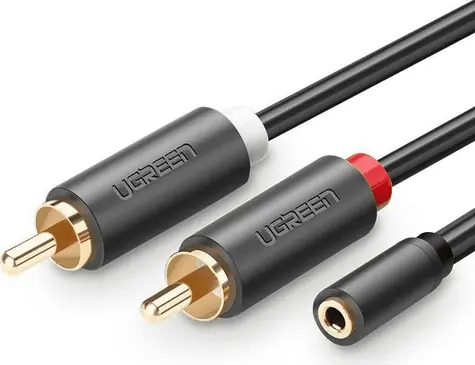 Ugreen AV102 Kábel 2x RCA (Cinch - M) - 3.5 mm jack (F) 0.25 m čierna