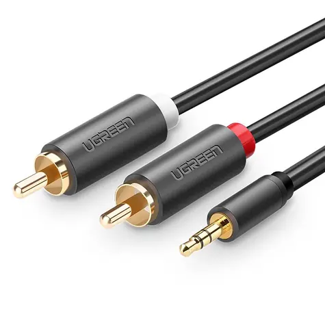Ugreen AV102 Adaptér 2x RCA (Cinch - M) - 3.5 mm jack (M) 2 m čierna