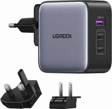 Ugreen Nexode rýchlonabíjací adaptér šedá / 2x USB-C / USB-A / 65W