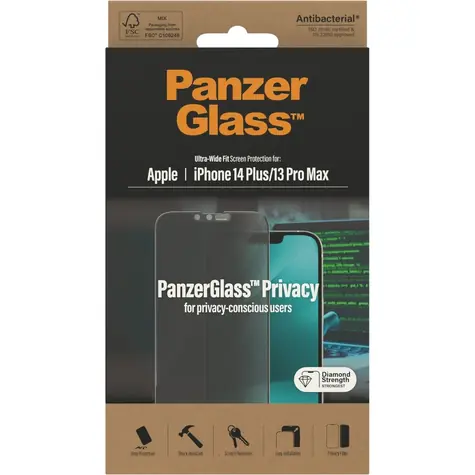PanzerGlass UWF Privacy AB Tvrdené sklo pre Apple iPhone 14 PLUS/13 Pro Max čierna
