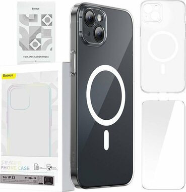 Baseus ARSJ010602 Magnetic Crystal Clear Kryt pre Apple iPhone 13 číra / + ochranné sklo / + čistiaca sada