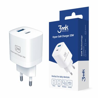 3mk Hyper Charger 33 W biela / cestovná nabíjačka / GaN 1x USB - 1x USB-C