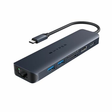 Hyper EcoSmart Gen.2 USB-C Hub 7v1 čierna / 2x USB-A / microSD / SD / Ethernet / HDMI 4K 60Hz