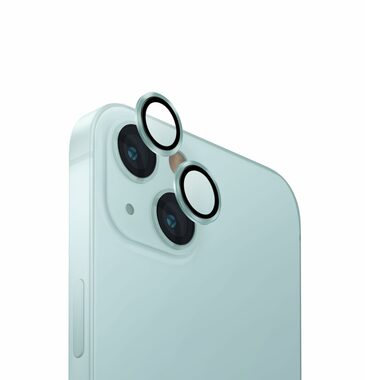 UNIQ Optix hliníkové ochranné sklo na šošovku fotoaparátu pre Appple iPhone 15/15 PLUS Cool mint (mint)