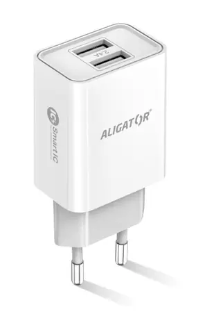 Aligator Chytrá sieťová nabíjačka 2.4A biela / 2xUSB / SMART IC / dopredaj